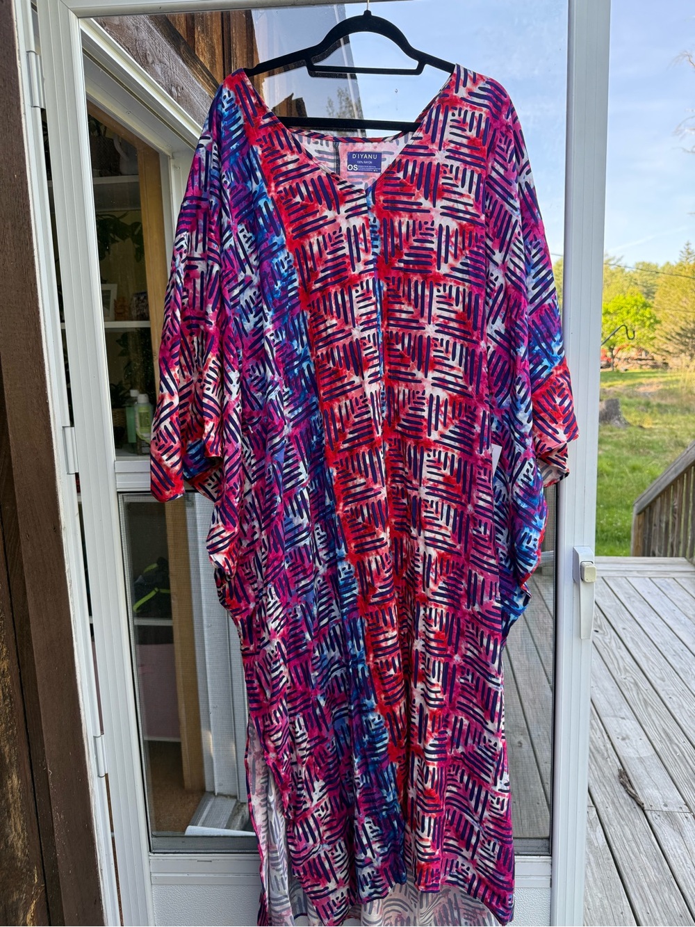 Diyanu Plus Size V-Neck Maxi Dress in Pink Multi